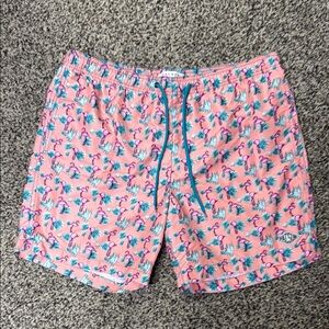 PacSun Pink and Blue Flamingo Swim Trunks Size XL